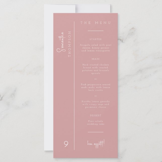 Boda Dusty Pink Boho Gracias Menú Tarjeta de asien (Anverso)