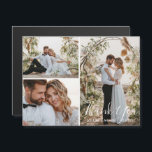 boda elegante 3 collage de fotos gracias imán<br><div class="desc">fotos de freepik.com elegante boda de escritura moderna tres collage de fotos gracias tarjeta magnética</div>