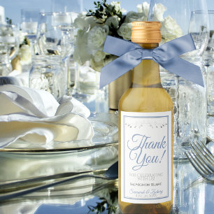 Boda Elegante Azul y Gris Gracias Mini