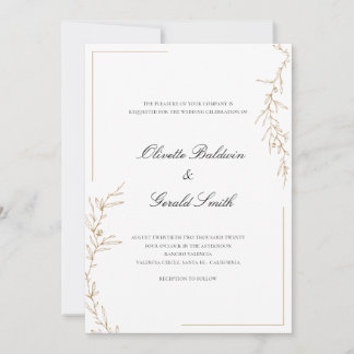 Boda elegante clásico de la rama de flores de oro