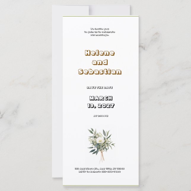 Boda elegante de blanco, negro y verde (Anverso)