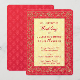 Boda elegante de Damasco - Tarjeta de invitación