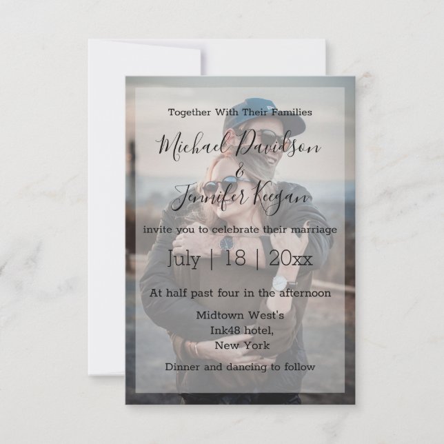 boda elegante de guión de moda invitación de foto  (Anverso)