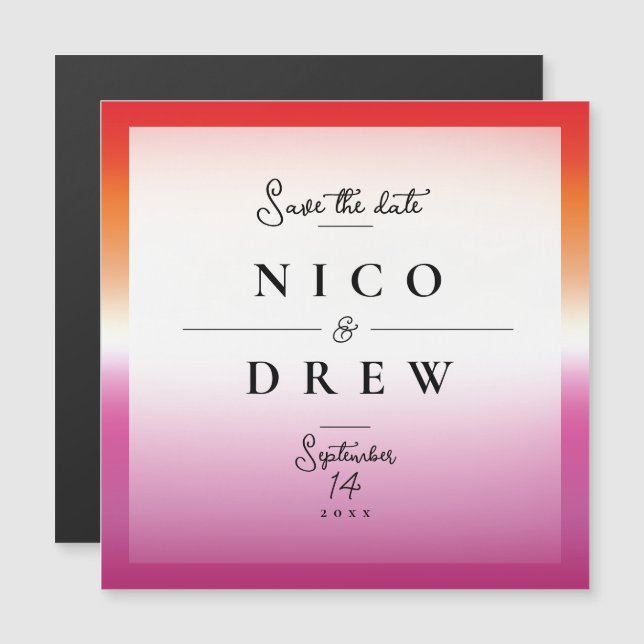 Boda elegante de orgullo lésbico (Anverso/Reverso)