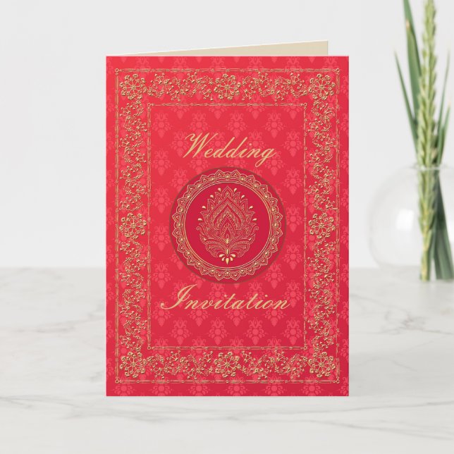 Boda elegante del damasco - tarjeta invite/de (Anverso)
