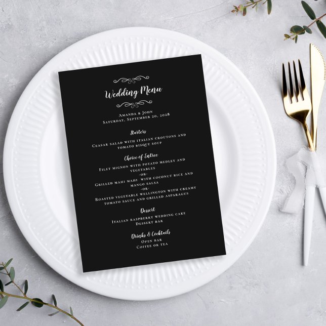 Boda elegante Invitación caligrafía negro blanco c (Subido por el creador)