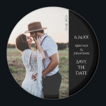 Boda elegante moderno salva el imán fotográfico de<br><div class="desc">Envíe a sus invitados un regalo de larga duración con este ahorrador el imán circular de fecha.</div>