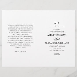 Boda elegante. Programa plegado en blanco y negro
