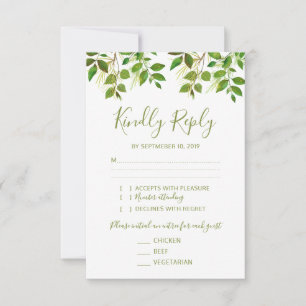 Boda Elegante Vegetación RSVP 3 Plato Principal