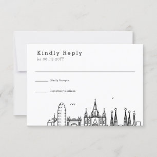 Boda en Barcelona   RSVP de silueta estilizada