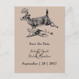 Boda en Bosque Rústico de Ciervos Tarjeta Postal d