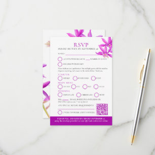 Boda en color de orquídea morada RSVP QR