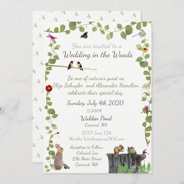 Boda en el Bosque: Invitación (Anverso / Reverso)