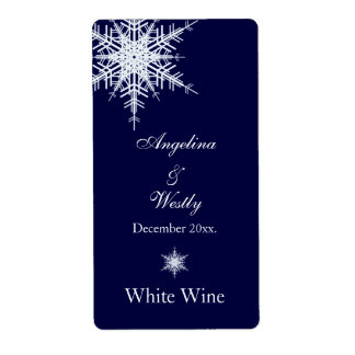 Boda en etiqueta de vino de invierno
