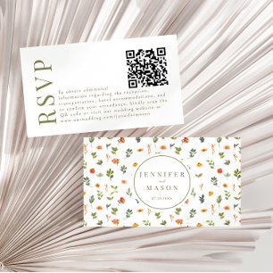 Boda en flor verde naranja Tarjetas de código QR R
