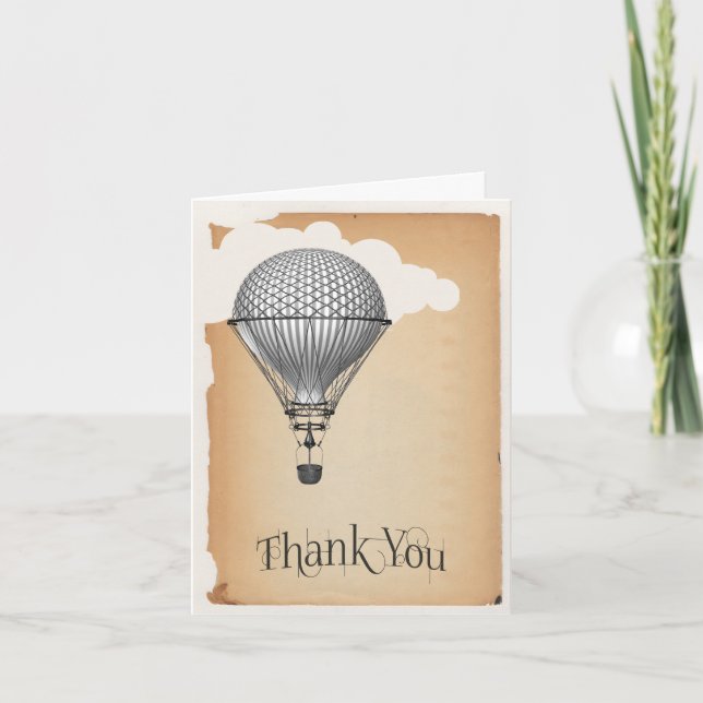 Boda en Globo Aerostático Steampunk Agradecimiento (Anverso)