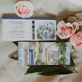 Boda en Grecia | Tarjeta de embarque para guardar