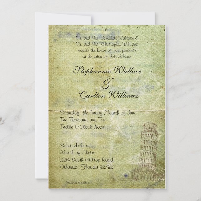 Boda en invitación de Pisa (Anverso)