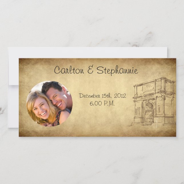 Boda en la Invitación fotográfica de Roma (Anverso)