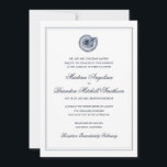 Boda en la playa de la concha de mar | Invitación<br><div class="desc">La clásica invitación a la boda blanca y naval con un antiguo ilustracion de conchas marinas. El borde es opcional. (asegúrese de previsualizar el diseño recortado para ver cómo se verá el borde al recortar). También disponible en más colores. http://www.zazzle.com/beckynimoy* com</div>