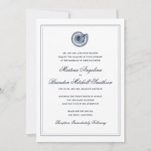 Boda en la playa de la concha de mar   Invitación