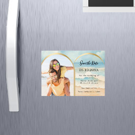 Boda en la playa del arco de fotos Ahorre el imán 