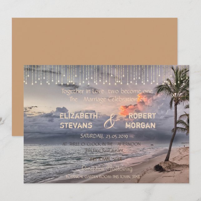 Boda en la Playa, Invitación de Palma (Anverso / Reverso)