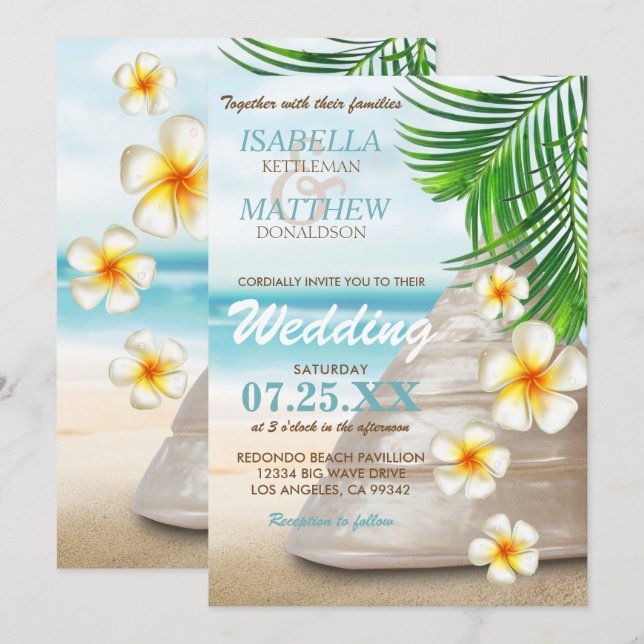Boda en la playa | Invitaciones (Anverso / Reverso)