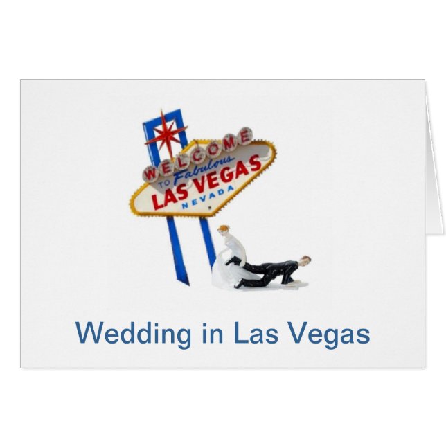 Boda en Las Vegas, novia arrastrando tarjeta Groom (Anverso (Horizontal))