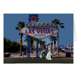 ¡boda en Las Vegas! Novia y novio con tarjeta de m