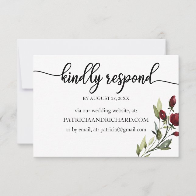 Boda en línea RSVP Burgundy Floral (Anverso)