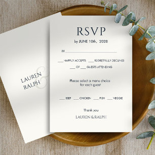 Boda en monograma cian negro e marfil RSVP