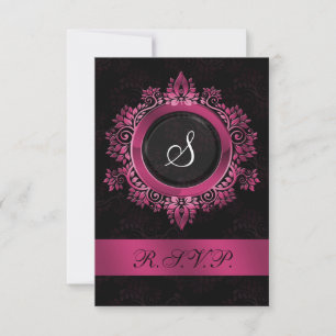 boda en monograma rosa RSVP estándar 3.5 x 5
