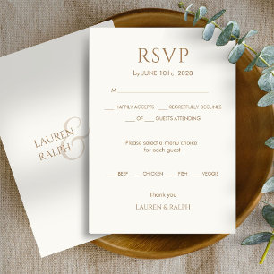 Boda en Monograma Taupe y Marfil RSVP