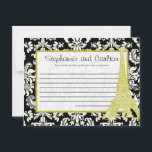 Boda en París Black Damask Tarjeta de asesoramient<br><div class="desc">Estas adorables Tarjetas de Consejos Escritos son la adición perfecta a cualquier Boda. Simplemente entregue estas tarjetas a sus huéspedes, junto con bolígrafos Sharpie de punta fina. Sus invitados pueden anotar cualquier consejo que tengan para la nueva novia y el novio. Estos se imprimen en un tamaño de 4, 25"...</div>