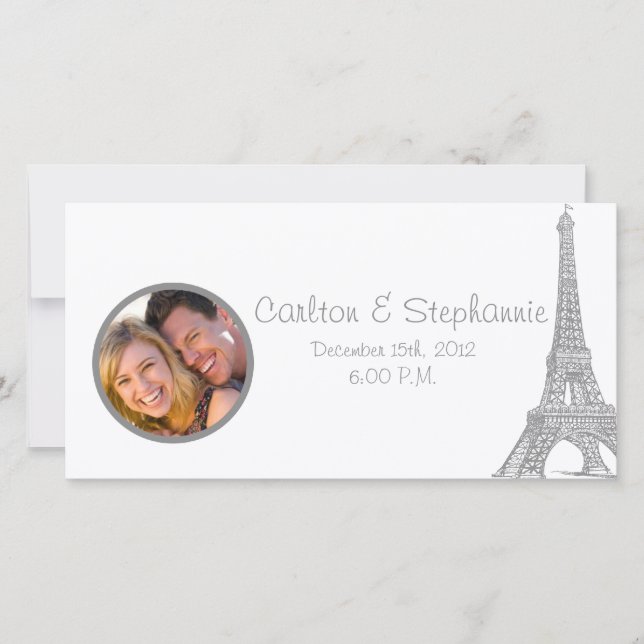Boda en París Invitación fotográfica (Anverso)