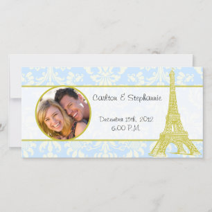 Boda en París Invitación fotográfica de Damasco Az