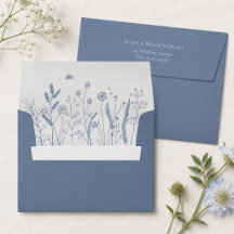 Boda en pradera de flores silvestres azul polvorie