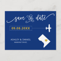 Boda en Washington D.C. Guardar postal del mapa de