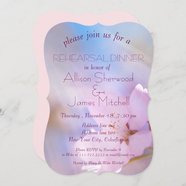 Boda ensayo invitación a cenar personalizado de ce (Anverso / Reverso)