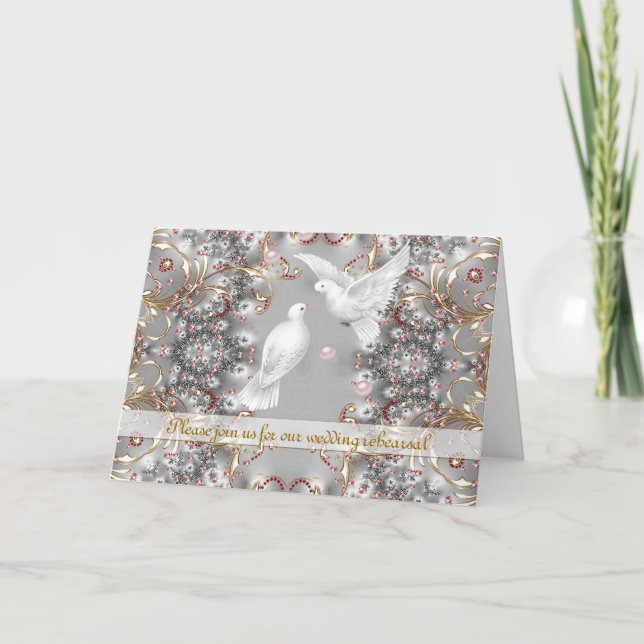 Boda Ensayo Invitación Doves Desplazamiento (Anverso)