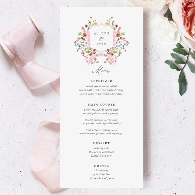 Boda Escudo de flores silvestres Menus (Subido por el creador)