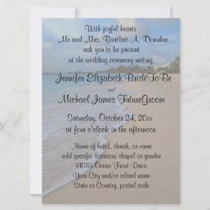 Boda especial de playa con tarjeta de respuesta RS