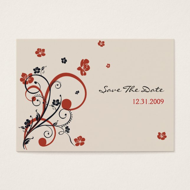 Boda Espirales y Flores Guardar El Minicard De Fec (Frente)