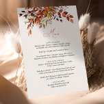 Boda estacional del guión FALL del menú<br><div class="desc">Estacionamiento editable de casamiento de otoño con una letra de escritura moderna y colores Naranjas quemados. Edite fácilmente la redacción, el tipo de letra, el tamaño del tipo de letra, el color del tipo de letra, el espaciado de línea y texto, el fondo y más a la derecha en su...</div>