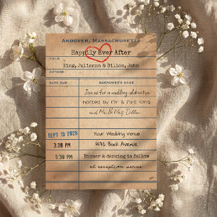 Boda estilo tarjeta de préstamo de biblioteca anti