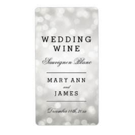 Boda Etiqueta de vino Purpurina Plata Luces