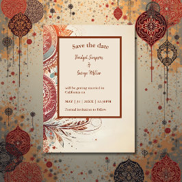 boda étnico beige salva la tarjeta de fecha