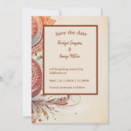 boda étnico beige salva la tarjeta de fecha