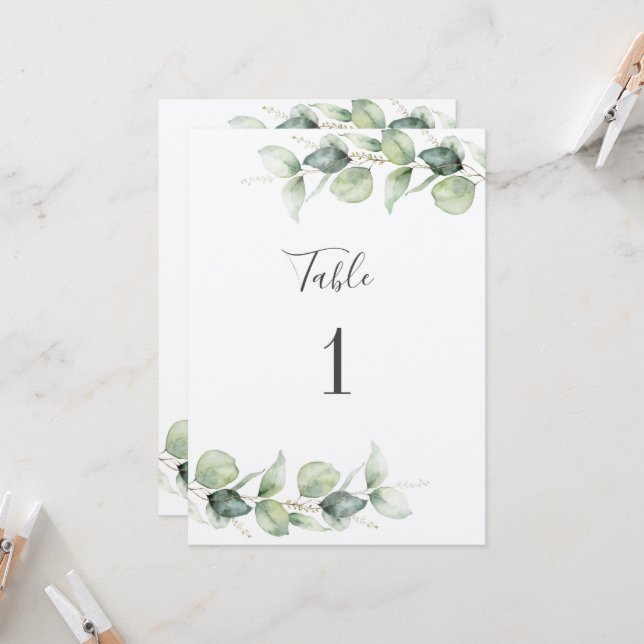 Boda Eucalyptus Greenery Tabla Número 1 Asientos (Anverso/Reverso In Situ)
